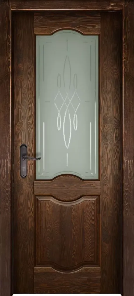 Межкомнатная дверь со стеклом Феррара Античный орех Массив сосны (ОКА)