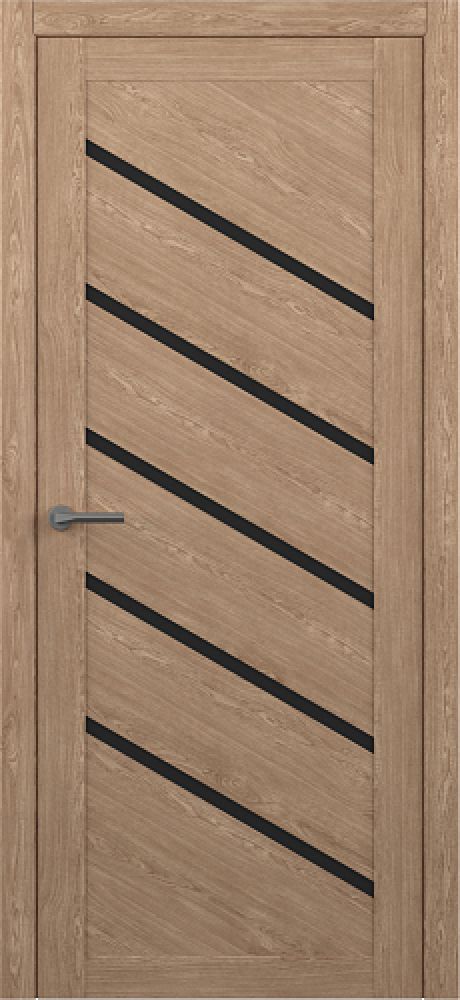 Межкомнатная дверь со стеклом Сингапур Натуральный дуб Эко-шпон Стекло черное (ALBERO)