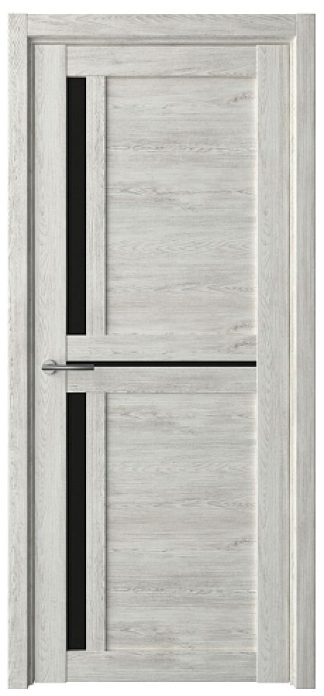 Межкомнатная дверь со стеклом Кельн Дуб нордик Эко-шпон Стекло черное (ALBERO)