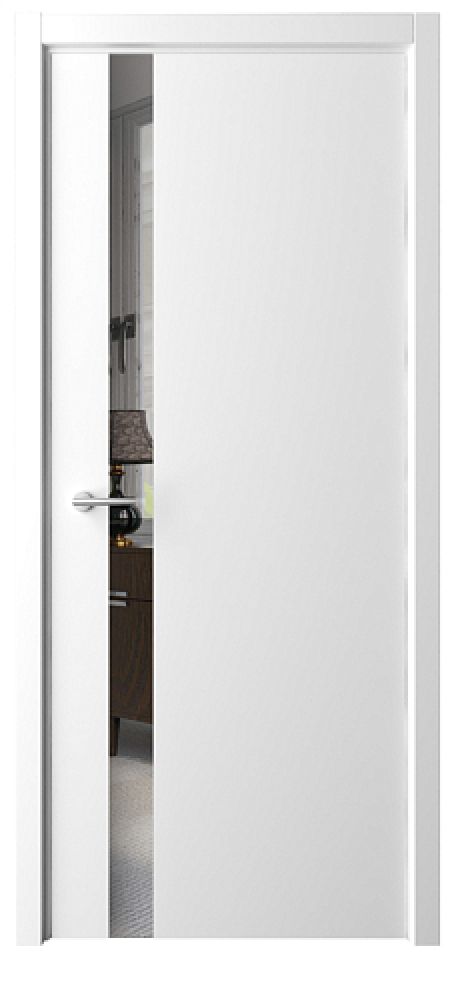 Межкомнатная дверь с зеркалом ПО Геометрия-5 Белый Эмаль Зеркало грей (ALBERO)