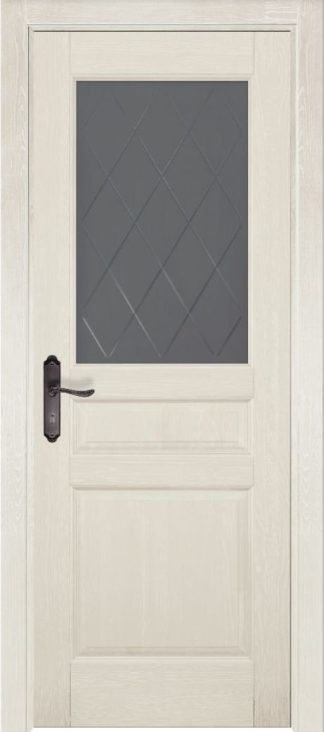 Межкомнатная дверь со стеклом Валенсия Слоновая кость Массив сосны (ОКА)