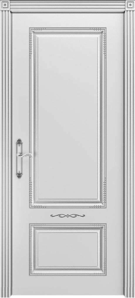 Глухая межкомнатная дверь Аккорд В2 Белый с патиной Серебро Эмаль (Бипи Дорс)