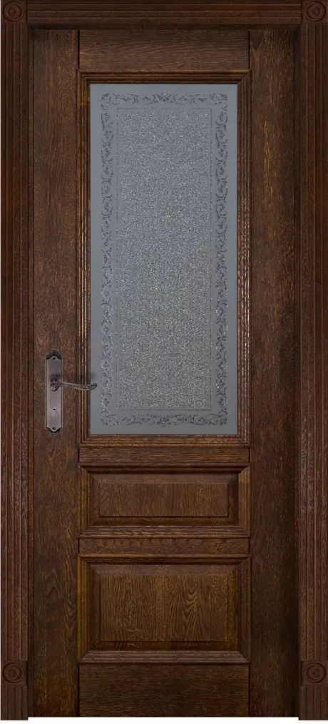 Межкомнатная дверь со стеклом Аристократ №2 Античный орех Массив ольхи (ОКА)