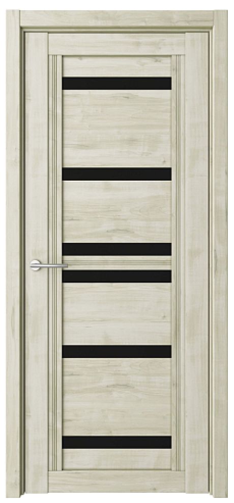 Межкомнатная дверь со стеклом Миссури Кремовый Soft Touch Стекло черное (ALBERO)