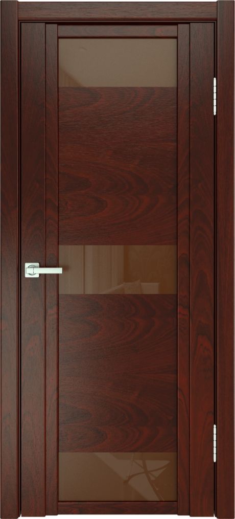Межкомнатная дверь со стеклом QDO R Красное дерево Шпон (Мильяна)