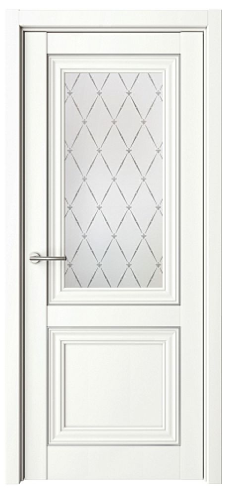 Межкомнатная дверь со стеклом Прадо Белый Vinyl Стекло мателюкс "Гранд" (ALBERO)