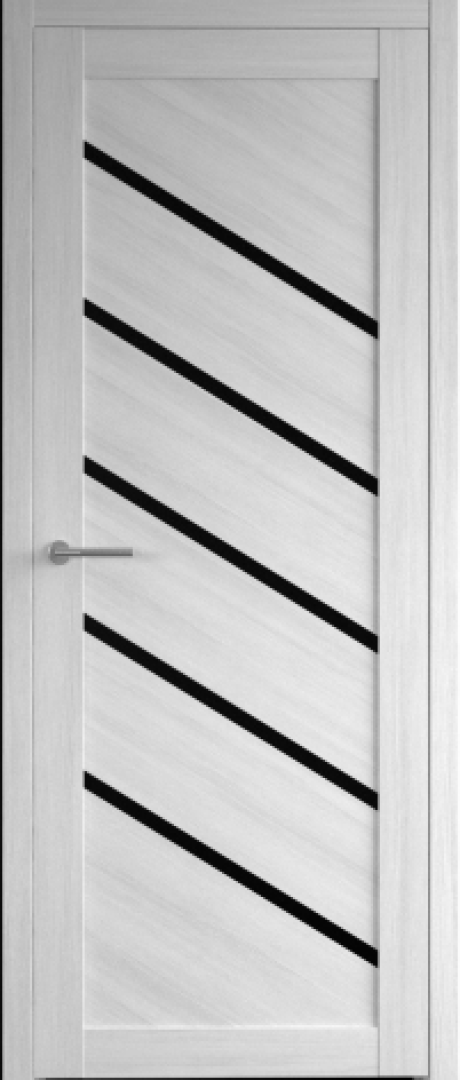 Межкомнатная дверь со стеклом Сингапур Кедр снежный Эко-шпон Стекло черное (ALBERO)