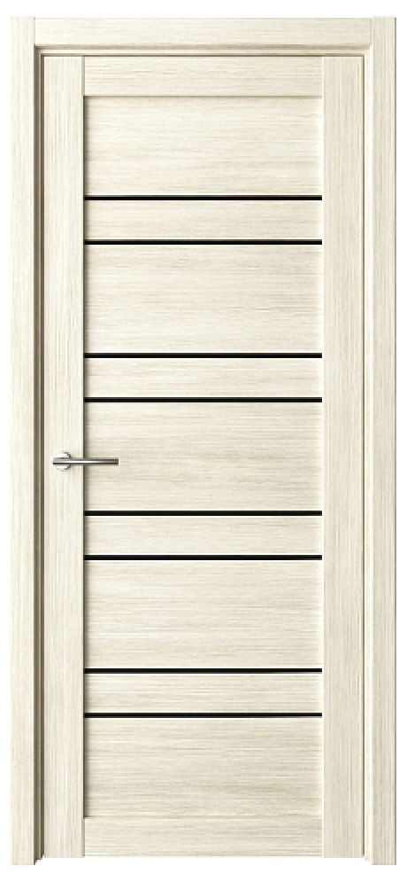 Межкомнатная дверь со стеклом Дублин Белый кипарис Эко-шпон Стекло черное (ALBERO)