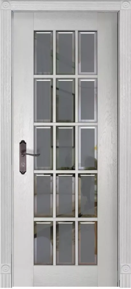 Межкомнатная дверь со стеклом Британия Вайт Массив дуба (ОКА)