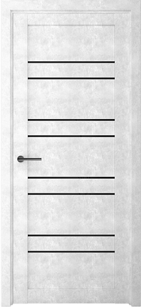 Межкомнатная дверь со стеклом Дублин Светлый Бетон Стекло черное (ALBERO)