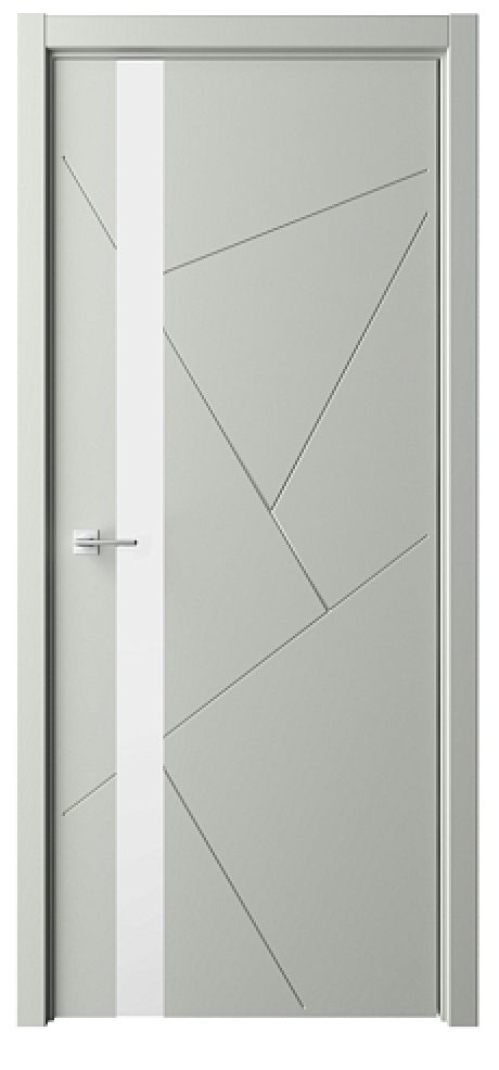 Межкомнатная дверь со стеклом ПО Геометрия-6 Серый Эмаль Стекло белое (ALBERO)