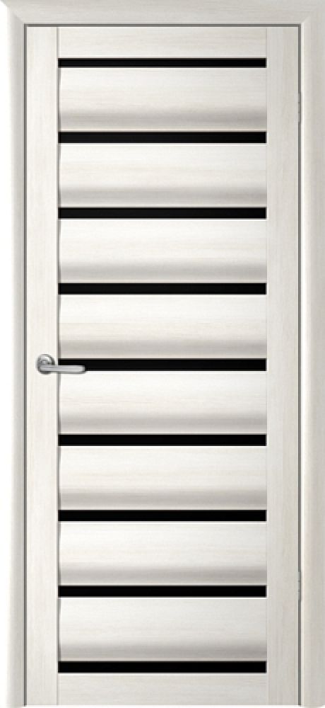 Межкомнатная дверь со стеклом Сидней Белый кипарис Эко-шпон Стекло черное (ALBERO)