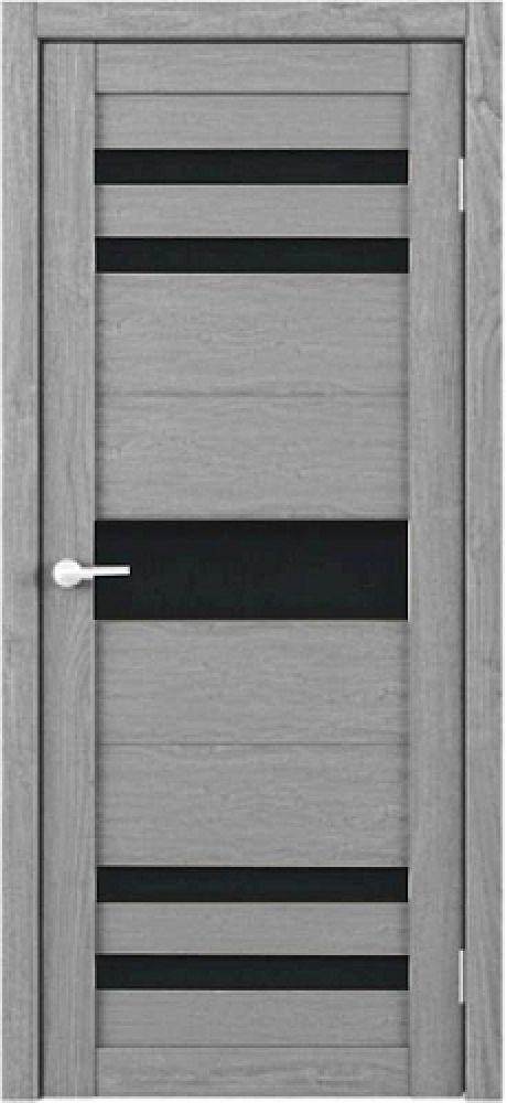 Межкомнатная дверь со стеклом Тренд Т-10 Ясень дымчатый Eco Tex Стекло черное (ALBERO)