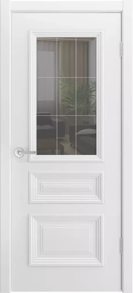 Межкомнатная дверь со стеклом Скалино-5 Белый Эмаль (Шейл Дорс)