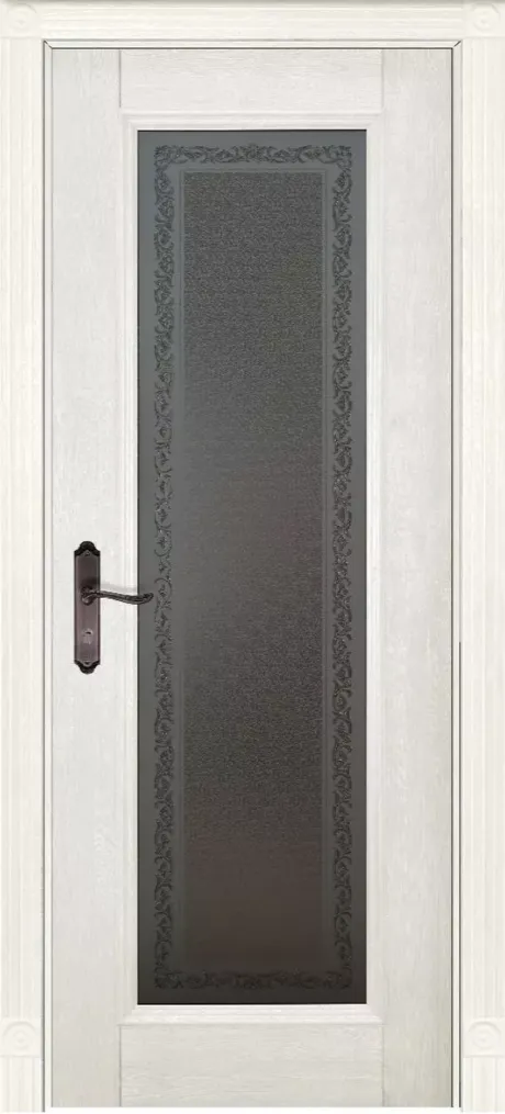 Межкомнатная дверь со стеклом Аристократ №5 Белый Массив ольхи (ОКА)