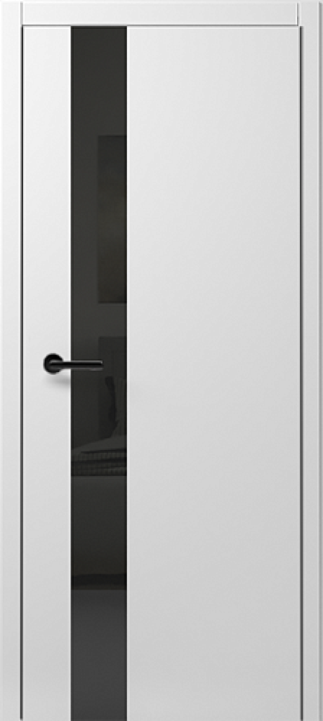 Межкомнатная дверь со стеклом Status G Белый Эмаль Стекло черное (ALBERO)