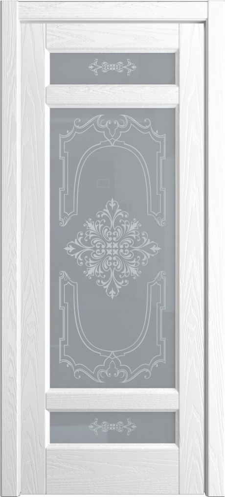 Межкомнатная дверь со стеклом Клариса Белоснежный Шпон (Мильяна)