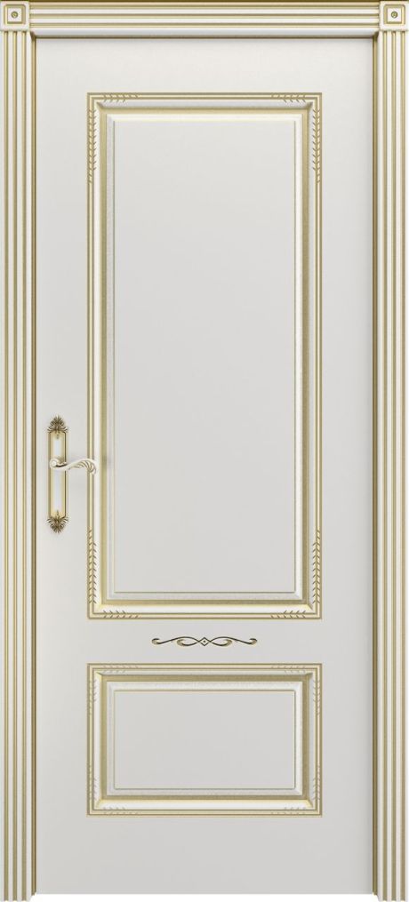 Глухая межкомнатная дверь Аккорд В2 Белый с патиной Золото Эмаль (Бипи Дорс)