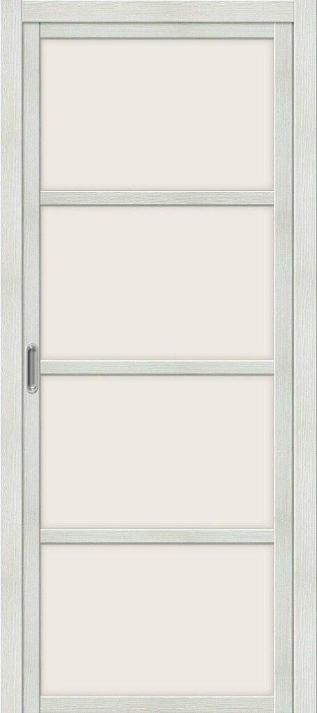 Раздвижная межкомнатная дверь остекленная Твигги V4 Bianco Veralinga (ĒLPORTA)