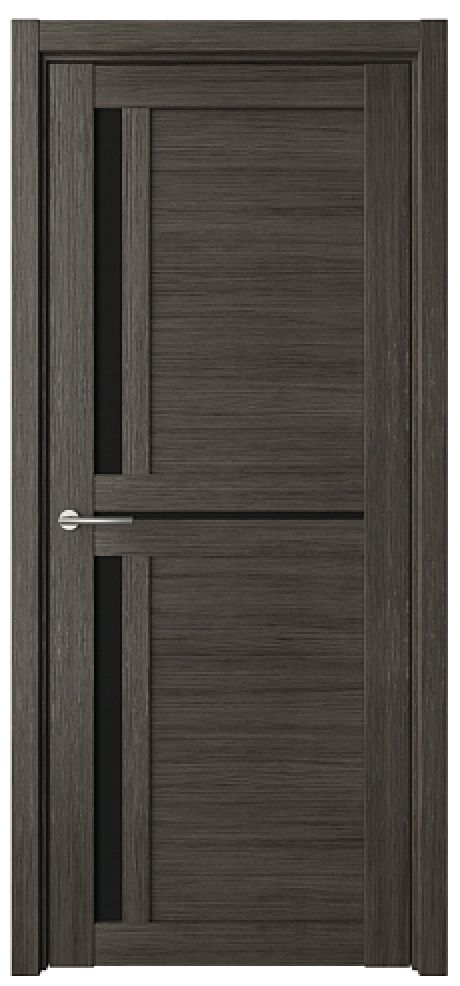 Межкомнатная дверь со стеклом Кельн Серый кедр Эко-шпон Стекло черное (ALBERO)