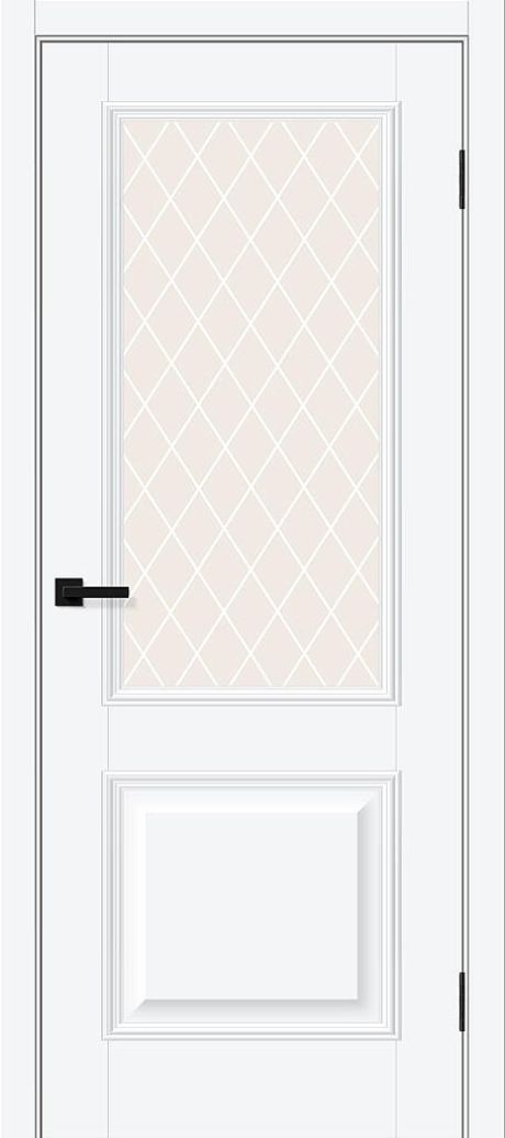 Межкомнатная дверь остекленная Классик-13 White Silk (ĒLPORTA)