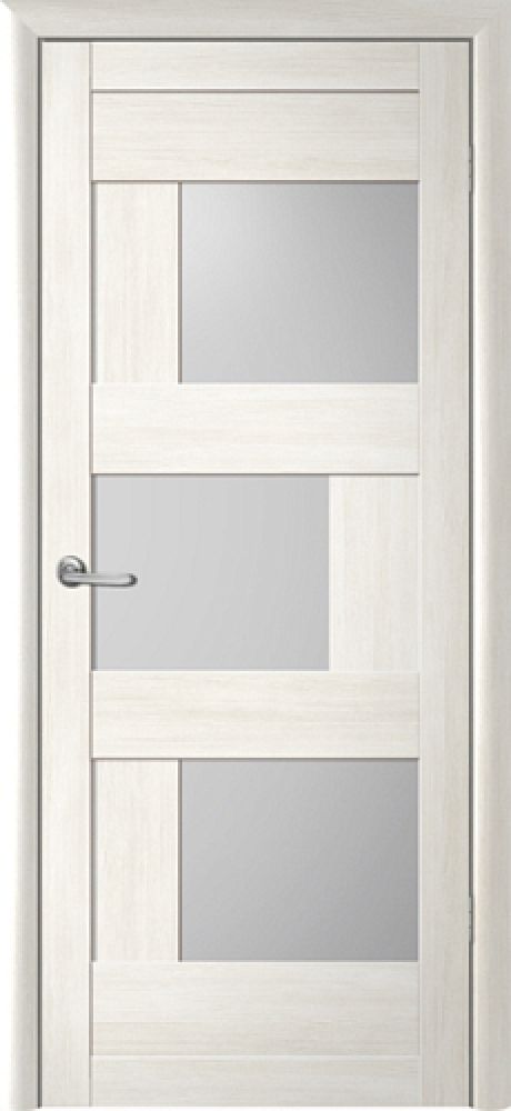 Межкомнатная дверь со стеклом Стокгольм Белый кипарис Эко-шпон Стекло мателюкс (ALBERO)
