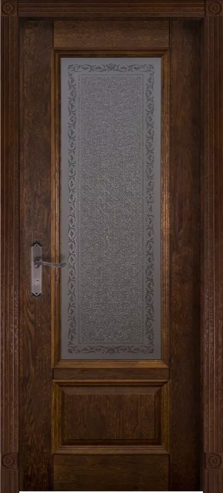 Межкомнатная дверь со стеклом Аристократ №4 Античный орех Массив ольхи (ОКА)