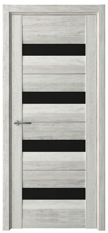 Межкомнатная дверь со стеклом Барселона Дуб нордик Эко-шпон Стекло черное (ALBERO)