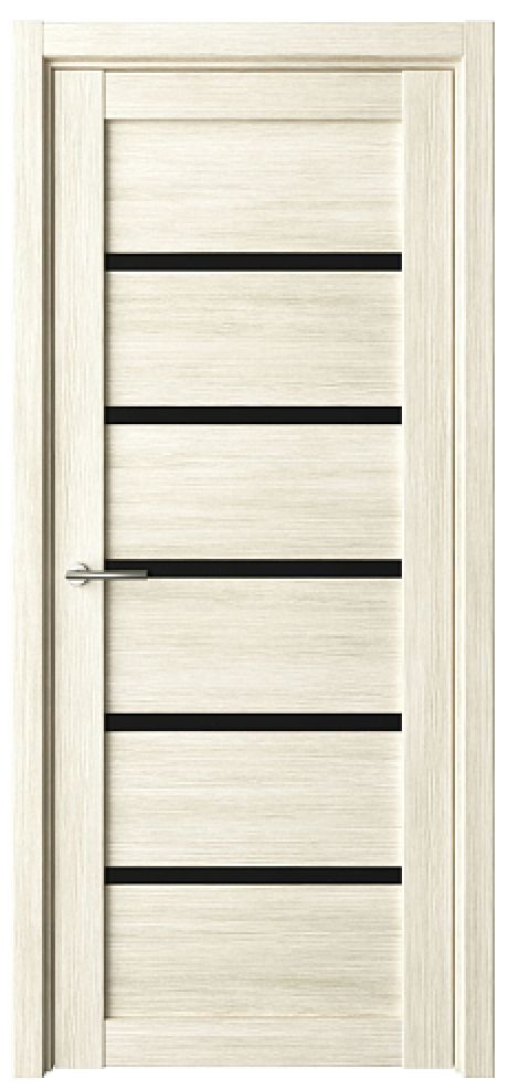 Межкомнатная дверь со стеклом Вена Белый кипарис Эко-шпон Стекло черное (ALBERO)