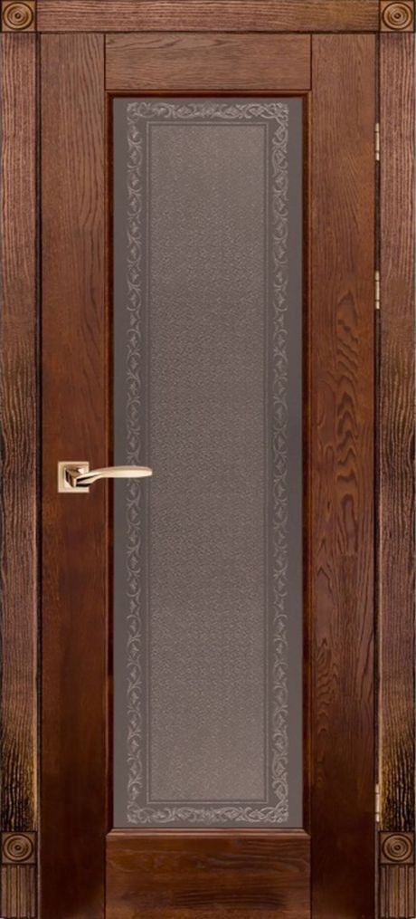 Межкомнатная дверь со стеклом Классик №3 Античный орех Массив дуба (ОКА)