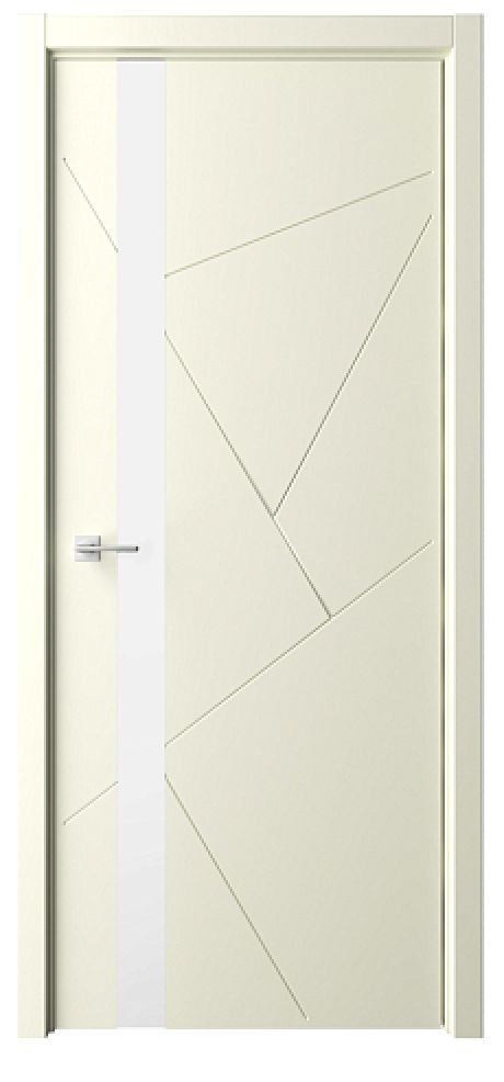 Межкомнатная дверь со стеклом ПО Геометрия-6 Латте Эмаль Стекло белое (ALBERO)