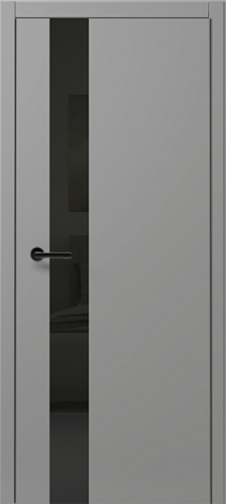 Межкомнатная дверь со стеклом Status G Серый Эмаль Стекло черное (ALBERO)
