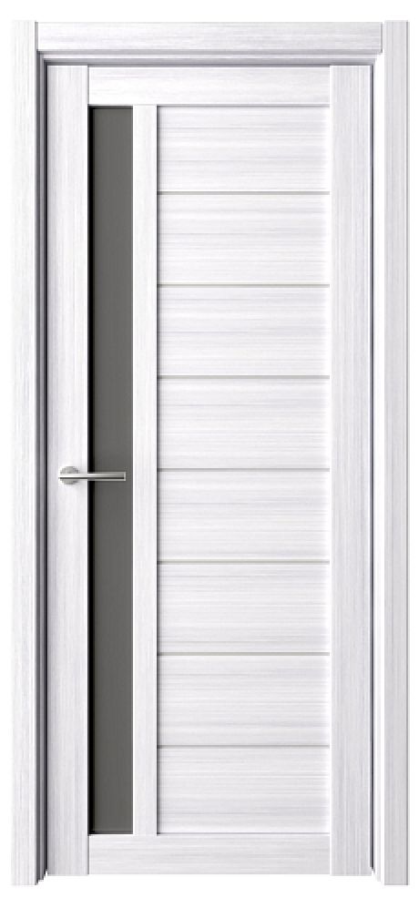 Межкомнатная дверь со стеклом Севилья Кедр снежный Эко-шпон Стекло графитовое (ALBERO)