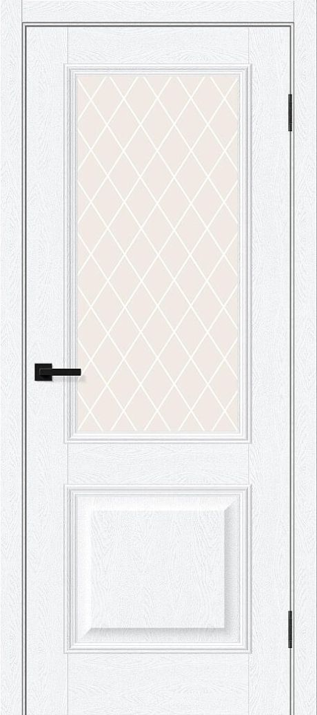 Межкомнатная дверь остекленная Классик-13 White Silkwood (ĒLPORTA)