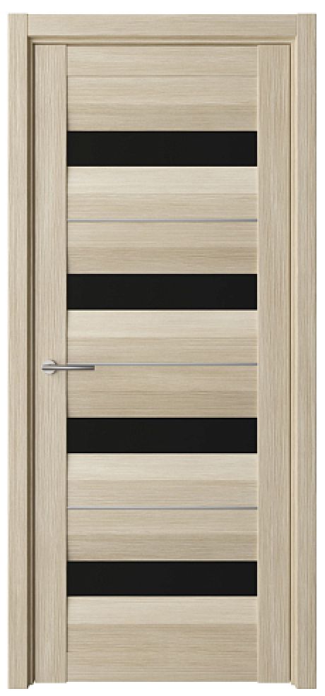 Межкомнатная дверь со стеклом Барселона Лиственница мокко Эко-шпон Стекло черное (ALBERO)