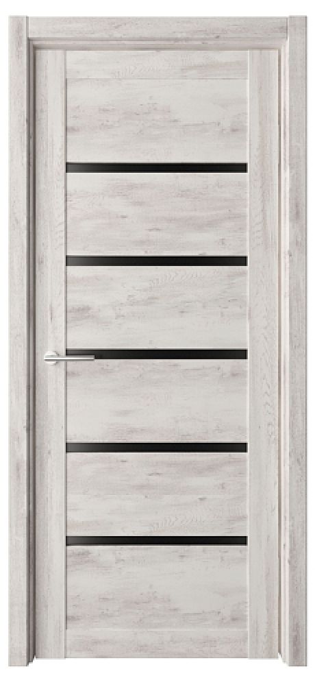 Межкомнатная дверь со стеклом Вена Серый Vinyl Стекло черное (ALBERO)