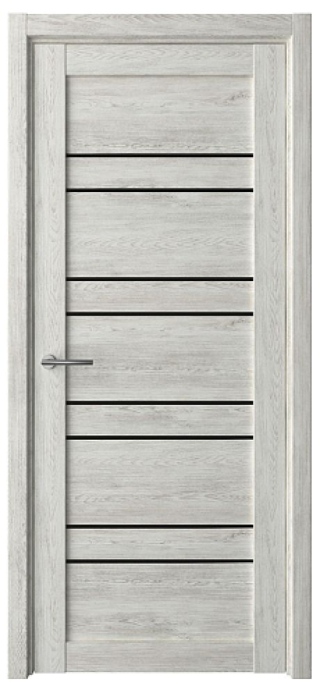 Межкомнатная дверь со стеклом Дублин Дуб нордик Эко-шпон Стекло черное (ALBERO)