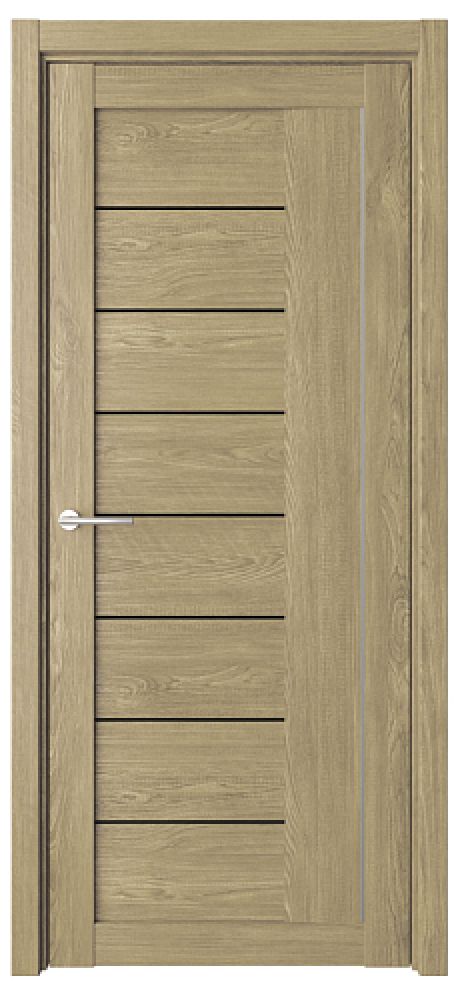 Межкомнатная дверь со стеклом Марсель Натуральный дуб Эко-шпон Стекло черное (ALBERO)