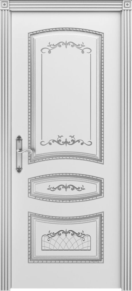 Глухая межкомнатная дверь Соната В3 Белый с патиной Серебро Эмаль (Шейл Дорс)