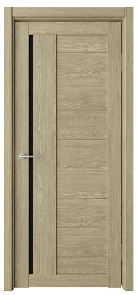 Межкомнатная дверь со стеклом Валенсия Натуральный дуб Эко-шпон Стекло черное (ALBERO)