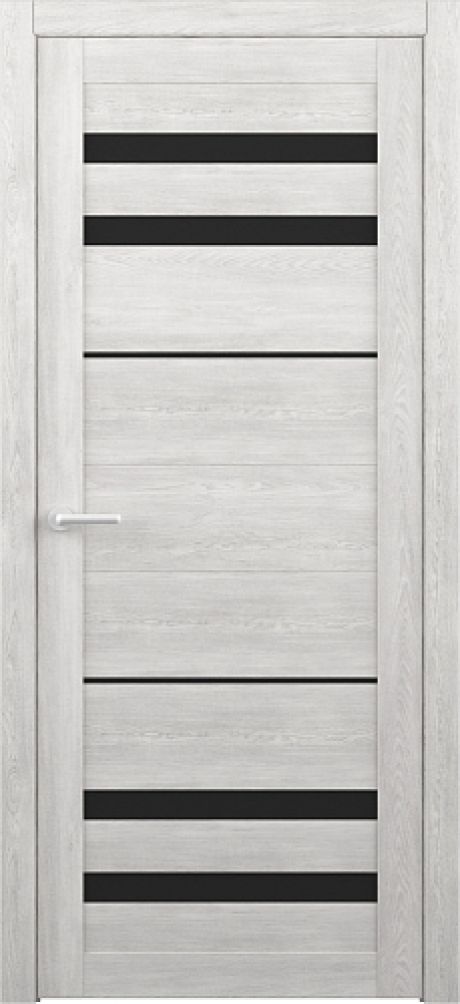 Межкомнатная дверь со стеклом Пекин Дуб нордик Эко-шпон Стекло черное (ALBERO)