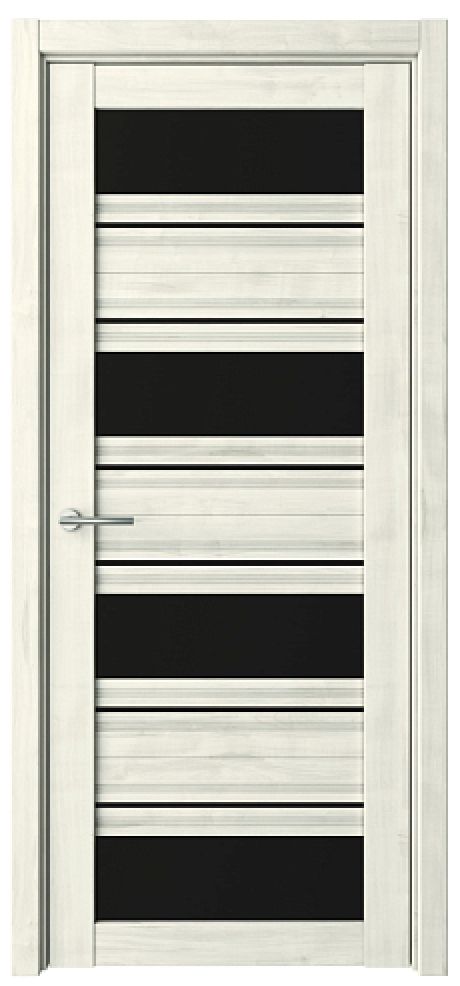 Межкомнатная дверь со стеклом Монтана Жемчужный Soft Touch Стекло черное (ALBERO)