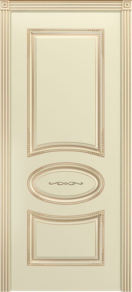 Глухая межкомнатная дверь Ария В2 Слоновая кость с патиной Золото Эмаль (Шейл Дорс)
