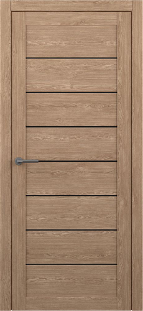 Межкомнатная дверь со стеклом Сеул Натуральный дуб Эко-шпон Стекло черное (ALBERO)