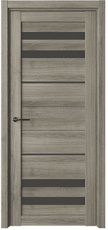 Межкомнатная дверь со стеклом Пекин Пепельный ясень Эко-шпон Стекло черное (ALBERO)