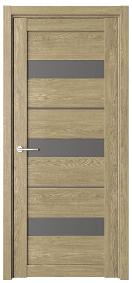 Межкомнатная дверь со стеклом Прага Натуральный дуб Эко-шпон Стекло графитовое (ALBERO)