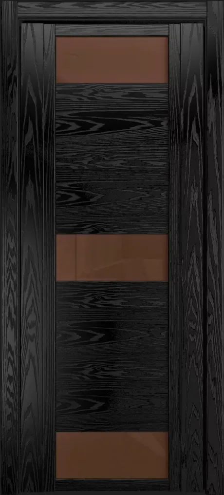 Межкомнатная дверь со стеклом QDO R Неро Шпон (Мильяна)