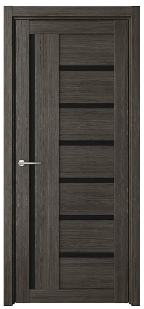 Межкомнатная дверь со стеклом Мадрид Серый кедр Эко-шпон Стекло черное (ALBERO)