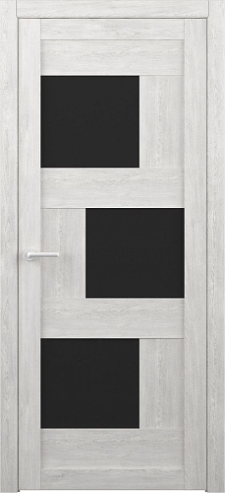 Межкомнатная дверь со стеклом Стокгольм Дуб нордик Эко-шпон Стекло черное (ALBERO)