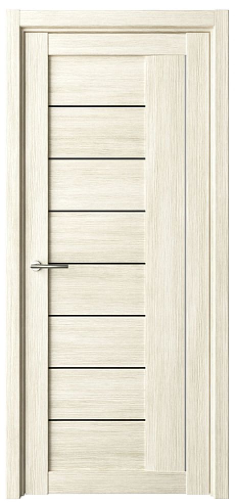 Межкомнатная дверь со стеклом Марсель Белый кипарис Эко-шпон Стекло черное (ALBERO)